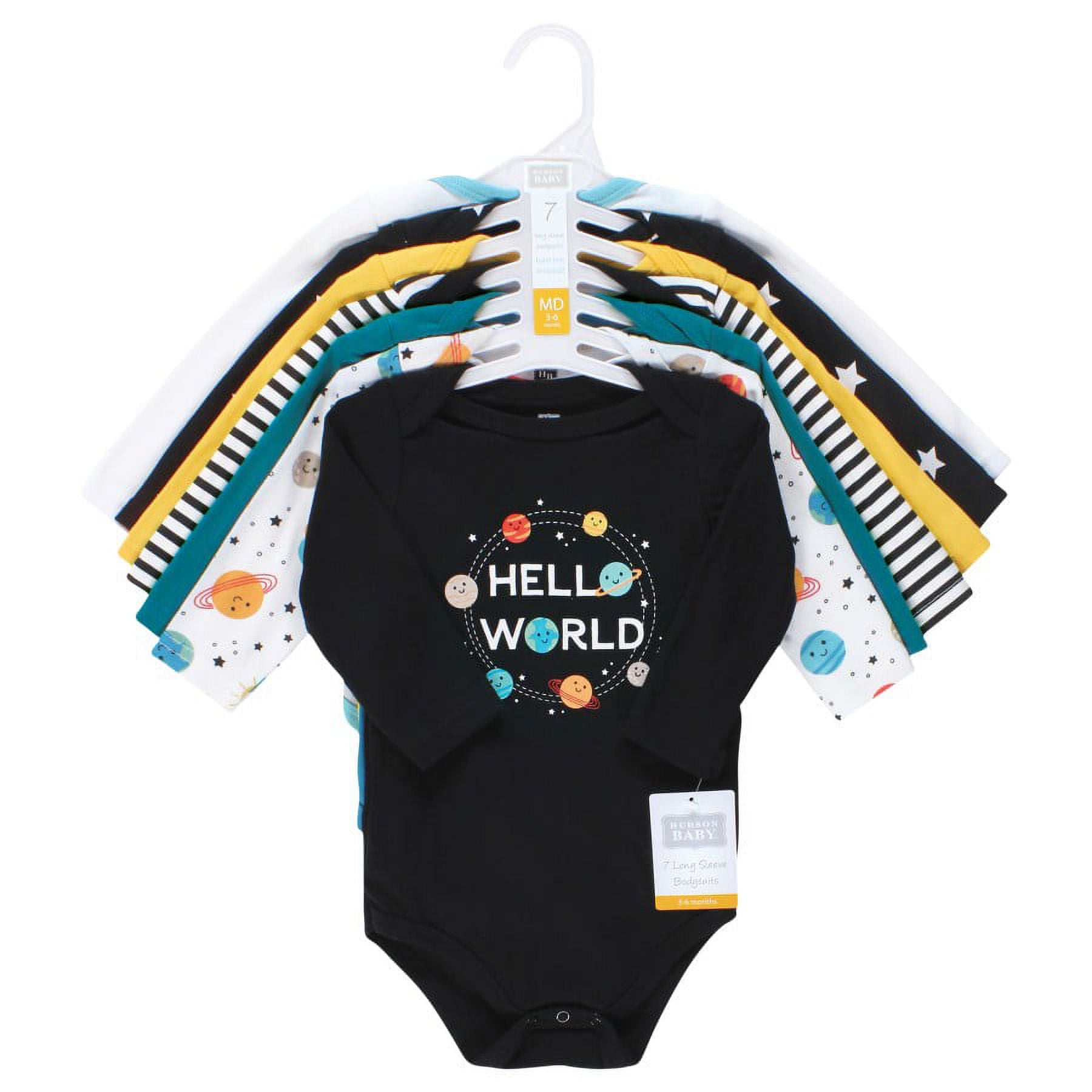 Hudson Baby Cotton Long-Sleeve Bodysuits, 7-Pack, Newborn-24 Months