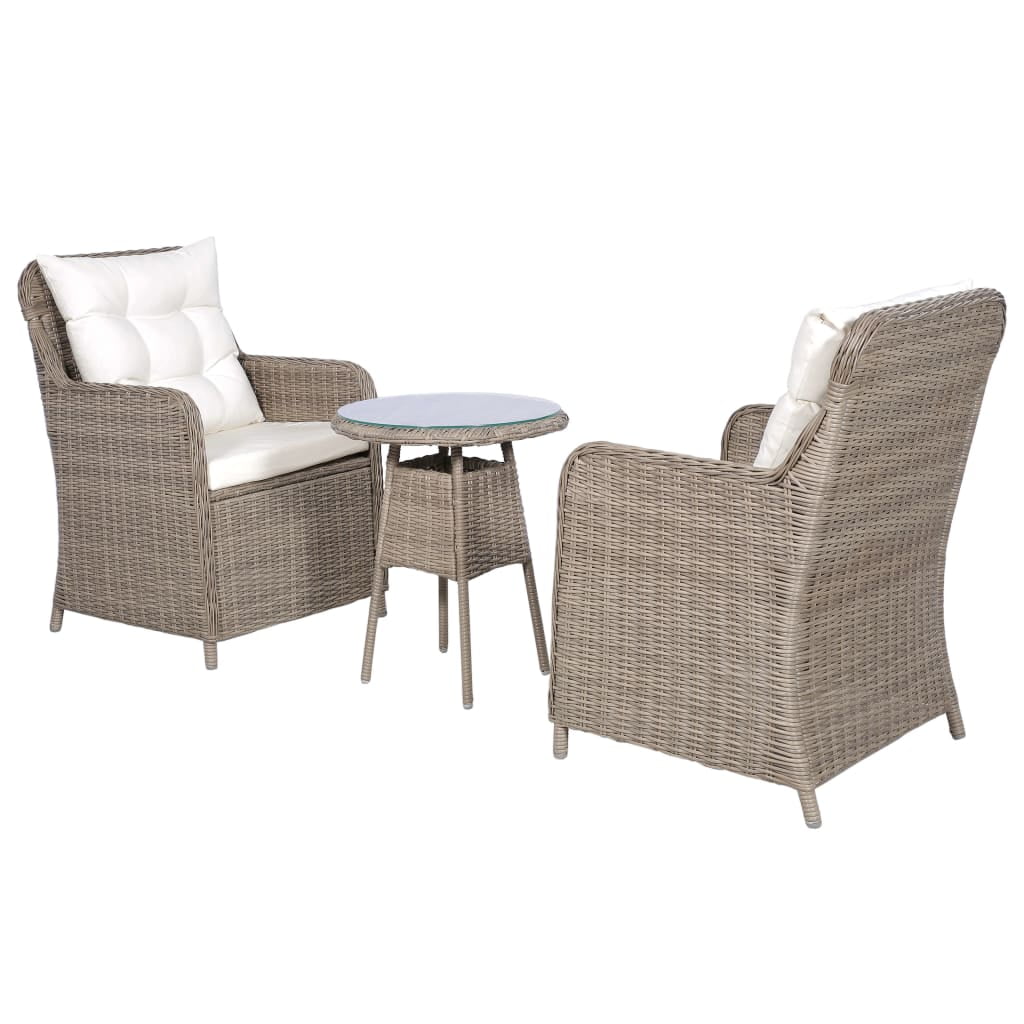 Kepooman Patio Rattan Bistro Set with Cushion & Glass Top Table for Backyard Deck, Set of 3, Brown Kepooman Patio Rattan Bistro Set with Cushion & Glass Top Table for Backyard Deck, Set of 3, Brown