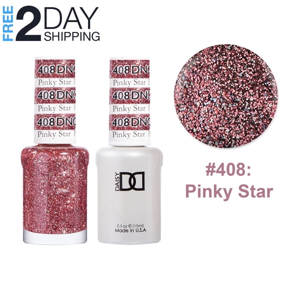 DND Gel Nail Polish & Nail Lacquer Set Soak Off Duo Set - #408 Pinky Star, 0.5 oz