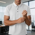 thumbnail image 6 of VgaVtl Men's Polo Collared Summer Pullover Short Sleeve Button Thin Office Casual Plain Mens Shirts, 6 of 8