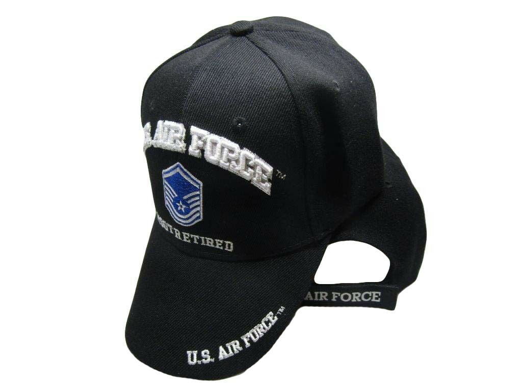 U.S TOPW Air Force MSGT Retired Black USAF Embroidered Ball Cap Hat CAP540B