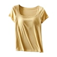 thumbnail image 4 of Fiudx Ropa de Mujer Moda Casual Mujer Cuello Redondo Verano Color Sólido Regular Manga Corta Mujer, 4 of 5