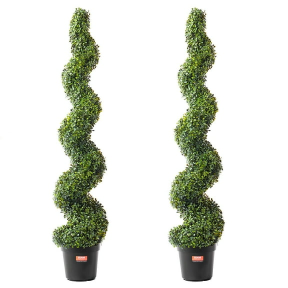 2 Pack 5' Artificial Spiral Boxwood Topiary Faux Plant UV Resistant Indoor/Outdoor Decor