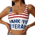 thumbnail image 1 of Fotbe Thank You Veterans Sujetador Deportivo Largo sin Aros para Mujer con Almohadillas y Soporte Medio, Transpirable y Absorbente, Camiseta Tipo Chaleco o Tank Top-Medium, 1 of 8