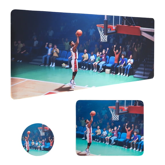 Pro Gaming Mouse Pad 3-Pack - 31.5x11.8in Basketball Design with Anti-Slip Rubber Base, Waterproof Microfiber Surface, Includes Medium & Small Pads for Office, Home, & PC Gaming