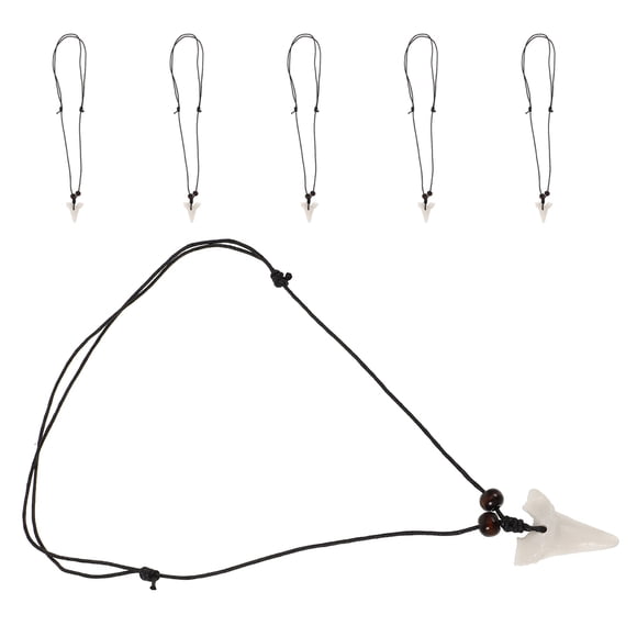 Luxshiny 6Pcs Fake Shark Tooth Necklace for Men Lightweight Resin Coastal Style Surfer Pendant Hawaiian Jewelry