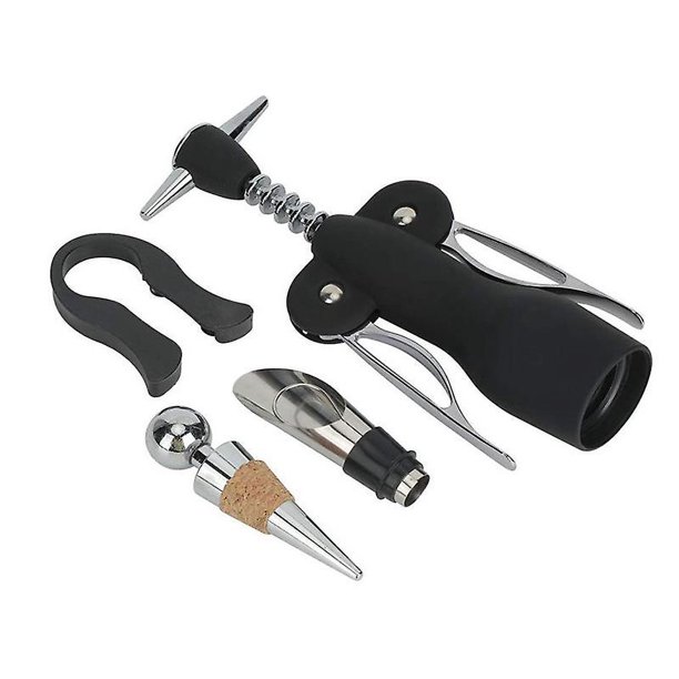 Abridor de vino multifuncional de 4 piezas, tapón de botella de vino, juego de accesorios para vino, abridor de vino, para Bar Kitc