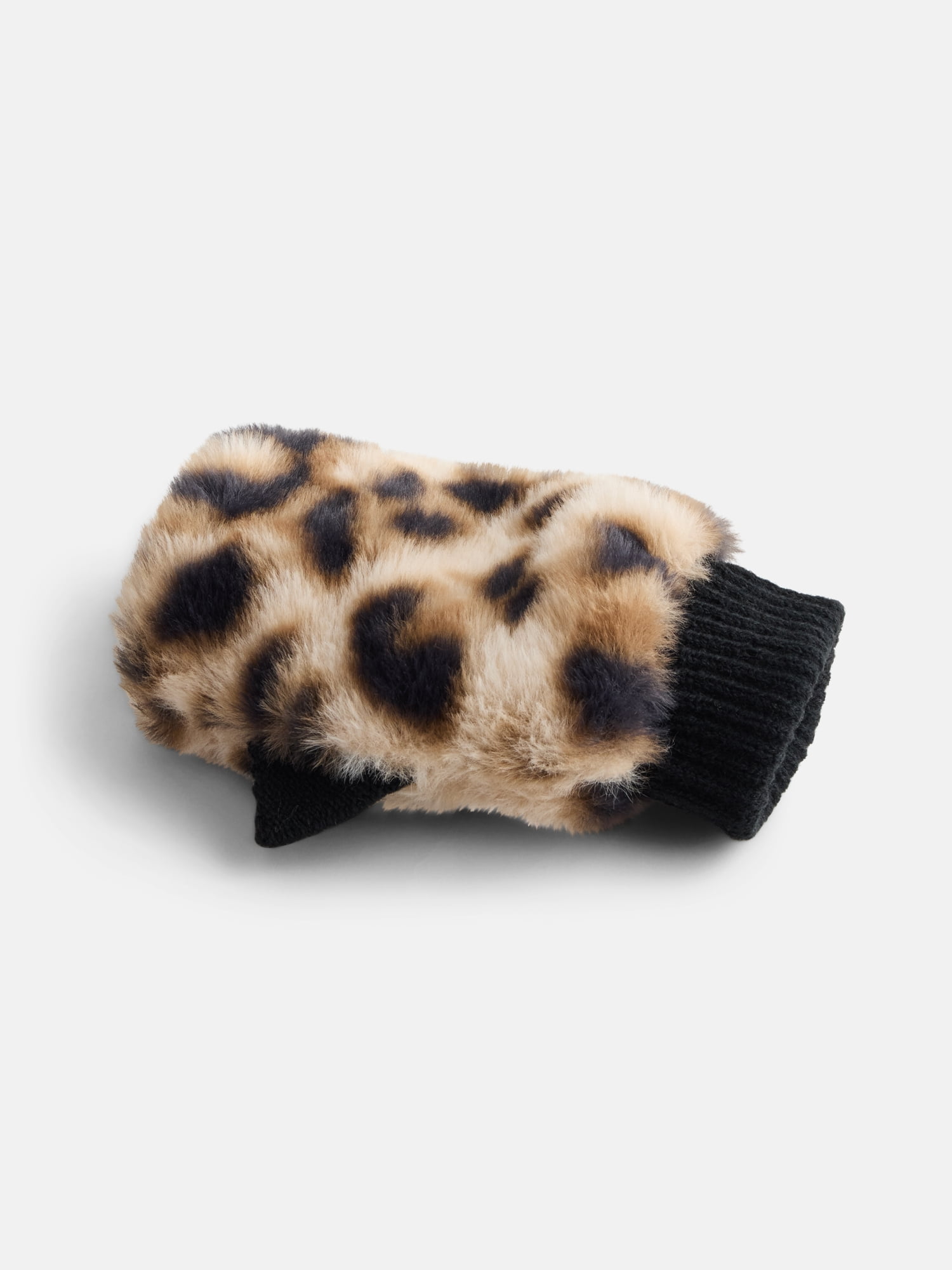 MNYC Women's Faux Fur Gloves, Leopard