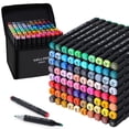 thumbnail image 1 of Juego de rotuladores con alcohol WELLOKB, 60 colores, doble punta, para arte, 1 of 9