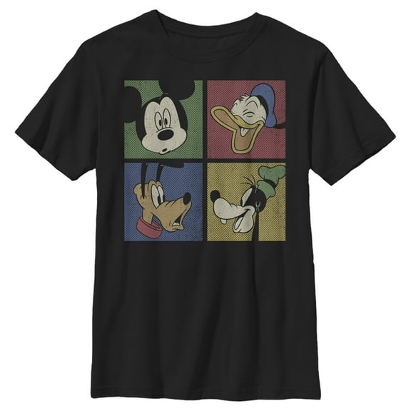 Boy's Mickey & Friends Character Square Graphic Tee Black Large