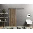 thumbnail image 3 of Sturdy Barn Door 32 x 80 inches | Planum 0016 Walnut with Frosted Glass | Stainless Steel 6.6FT Rail Hangers Heavy Set | Solid Panel Interior Doors, 3 of 5