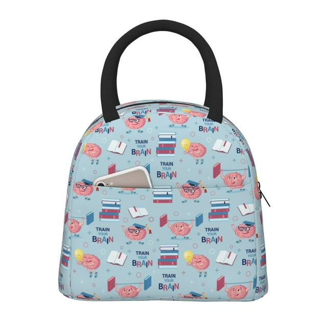 Lukts Brain Training Print Portable Lunch Bag, Lunch Bag Picnic Bag - Waterproof, Heat-insulating and Cold-insulating, Suitable for School, Work