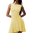 thumbnail image 2 of Women'S Slim Fit Solid Color Sleeveless Basic Casual Dress Wine Red XL, 2 of 7