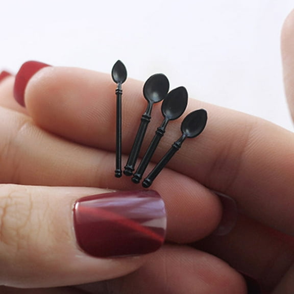 LEORX 8pcs Mini Spoons Dollhouse Mini Furniture Decoration Alloy Childlike Decor Set