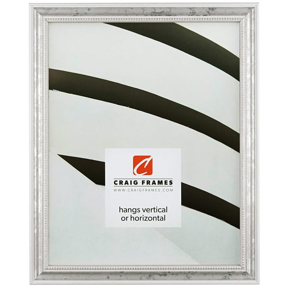 Craig Frames 314WH, Ornate White and Silver Picture Frame, 13 x 19 Inch