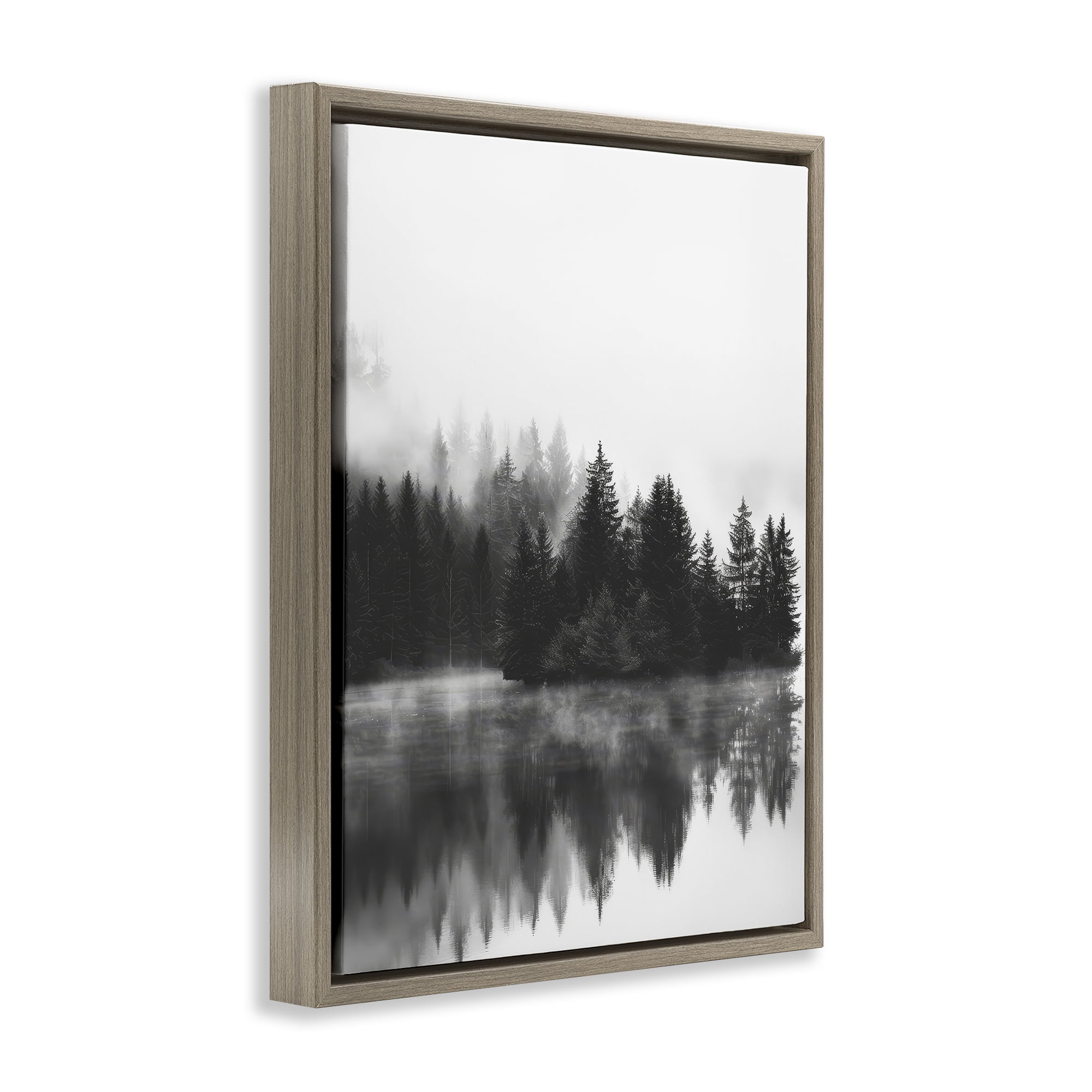 Stupell Industries Dark Tree Reflections Landscape & Nature Photography Brown Floater Framed Canvas Art Print Wall Art, 25 x 31