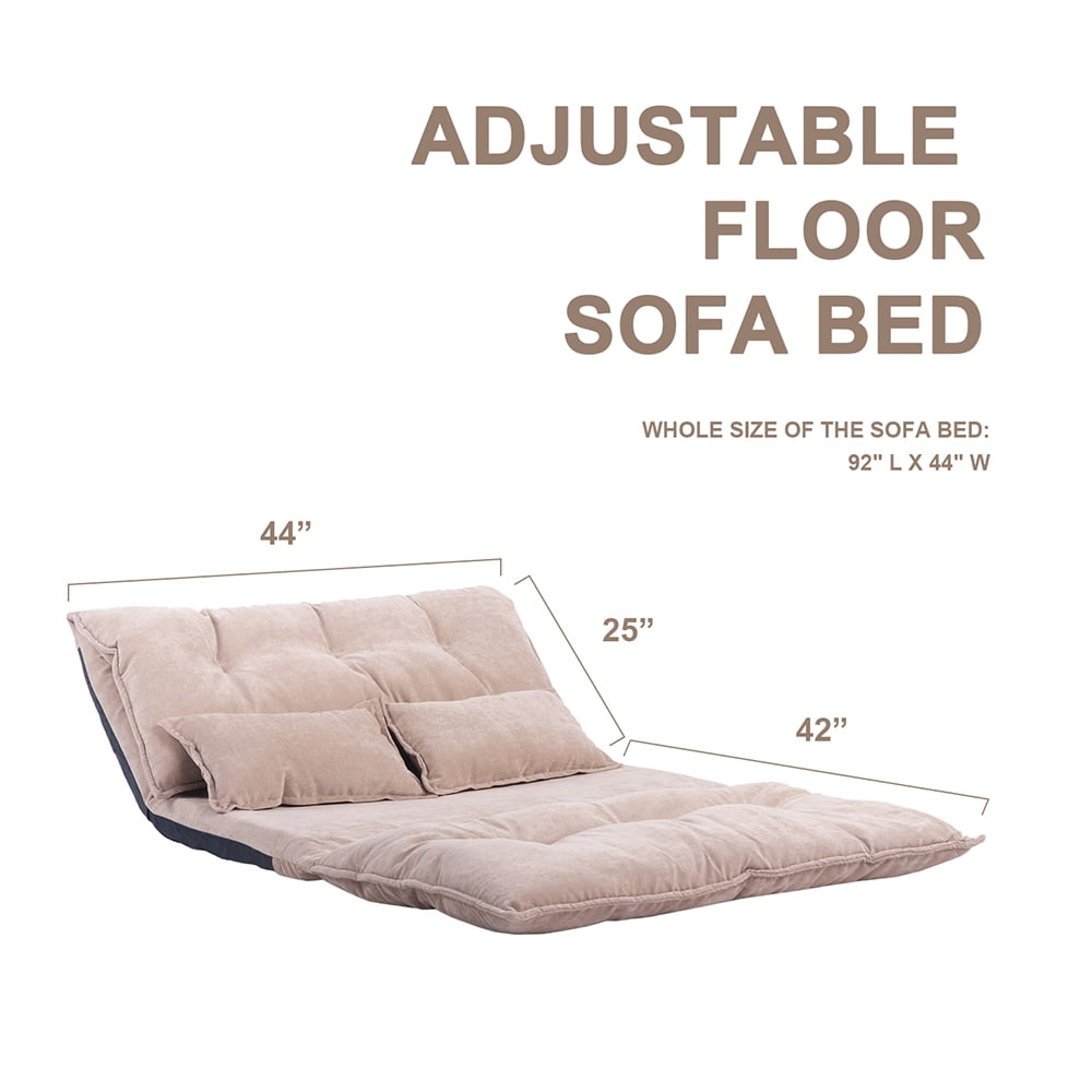 Kepooman Modern Adjustable Foldable Sofa Bed with Two Pillows, Beige Kepooman Modern Adjustable Foldable Sofa Bed with Two Pillows, Beige
