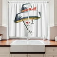 thumbnail image 2 of Ambesonne Modern Kitchen Curtains, Fashion Woman with a Hat, 55"x39", Blue Grey Red Yellow, 2 of 3