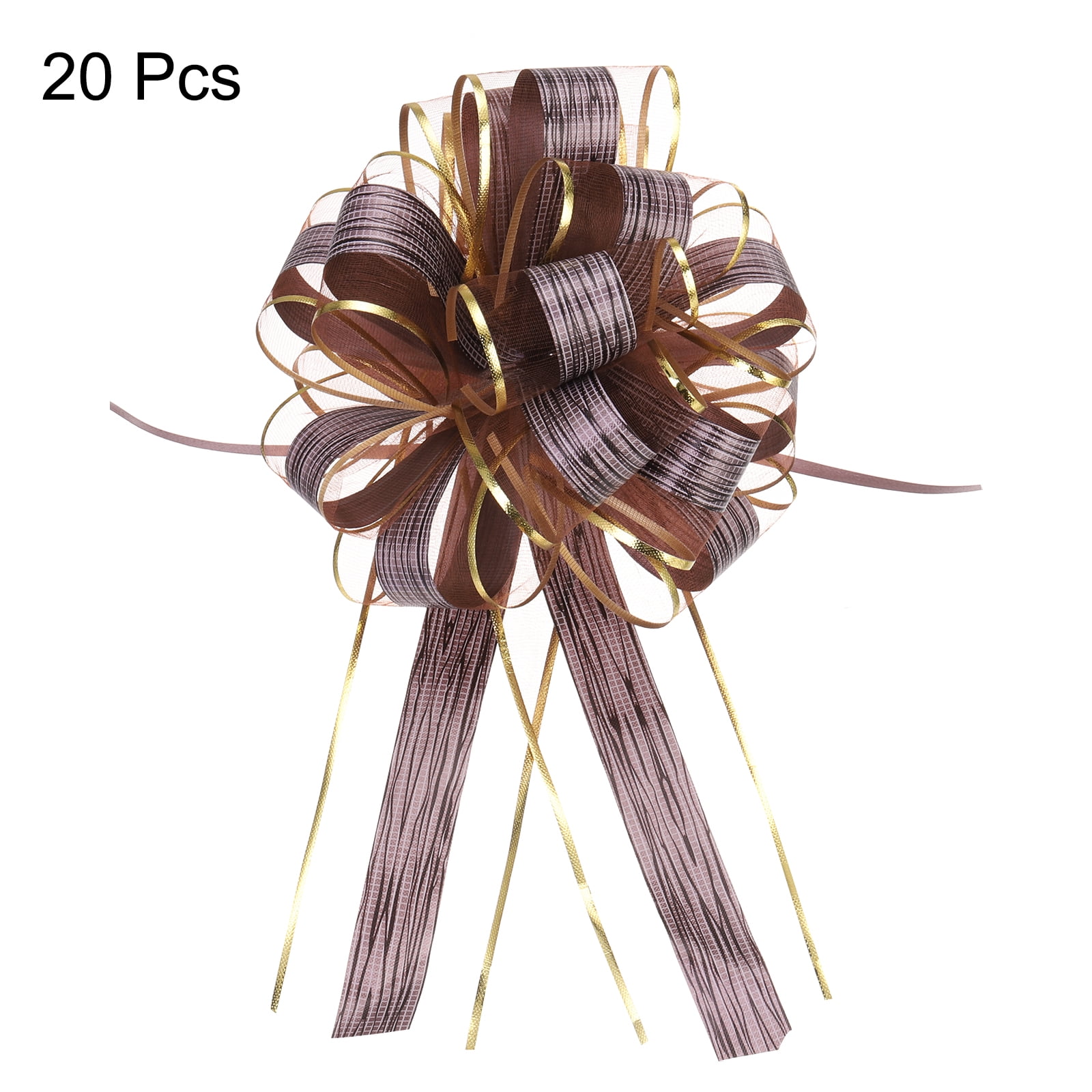 20pcs 8 Inch Large Pull Bow Gift Wrapping Bows Ribbon Organza Coffee for Wedding Presents Christmas Party
