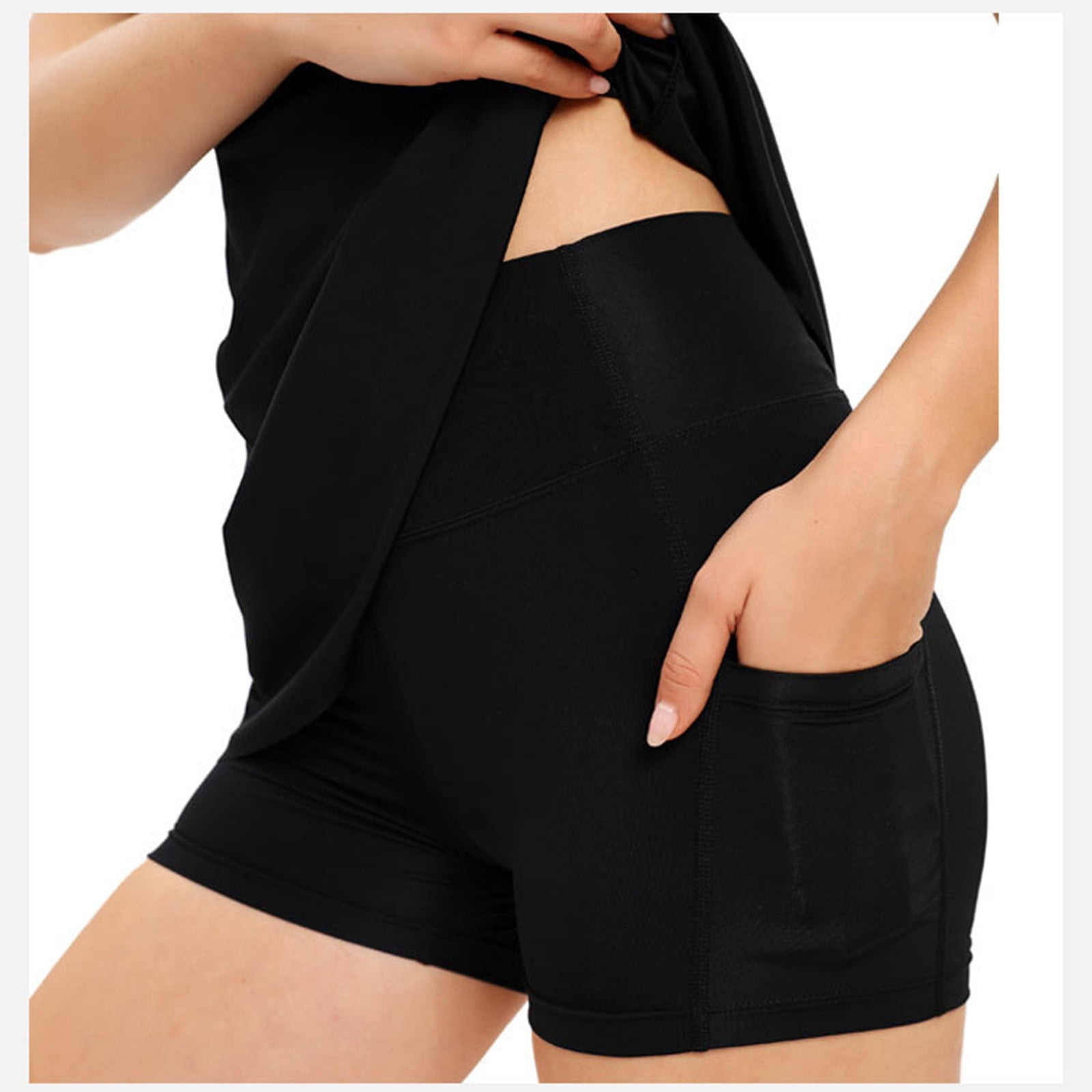 OSOLU Solid Color Tennis Dress Women Athletic Dress Built In Easy Shorts & Bra High Neck Workout Dresses Versatile Sundress Flowy 2025 Elegant Classy Dresses