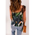 thumbnail image 1 of ABPHQTO Camiseta sin mangas con hombros descubiertos y encaje con estampado de hojas para mujer, 1 of 5