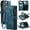 Blue, variant on for iPhone 16 Pro Max Wallet Case with Card Slots, Zipper Pocket and Magnetic Flip Folio, RFID Blocking Card Holder Stand Leather Detachable Wristlet Strap 3-in-1 Case for Women and Men,Brown