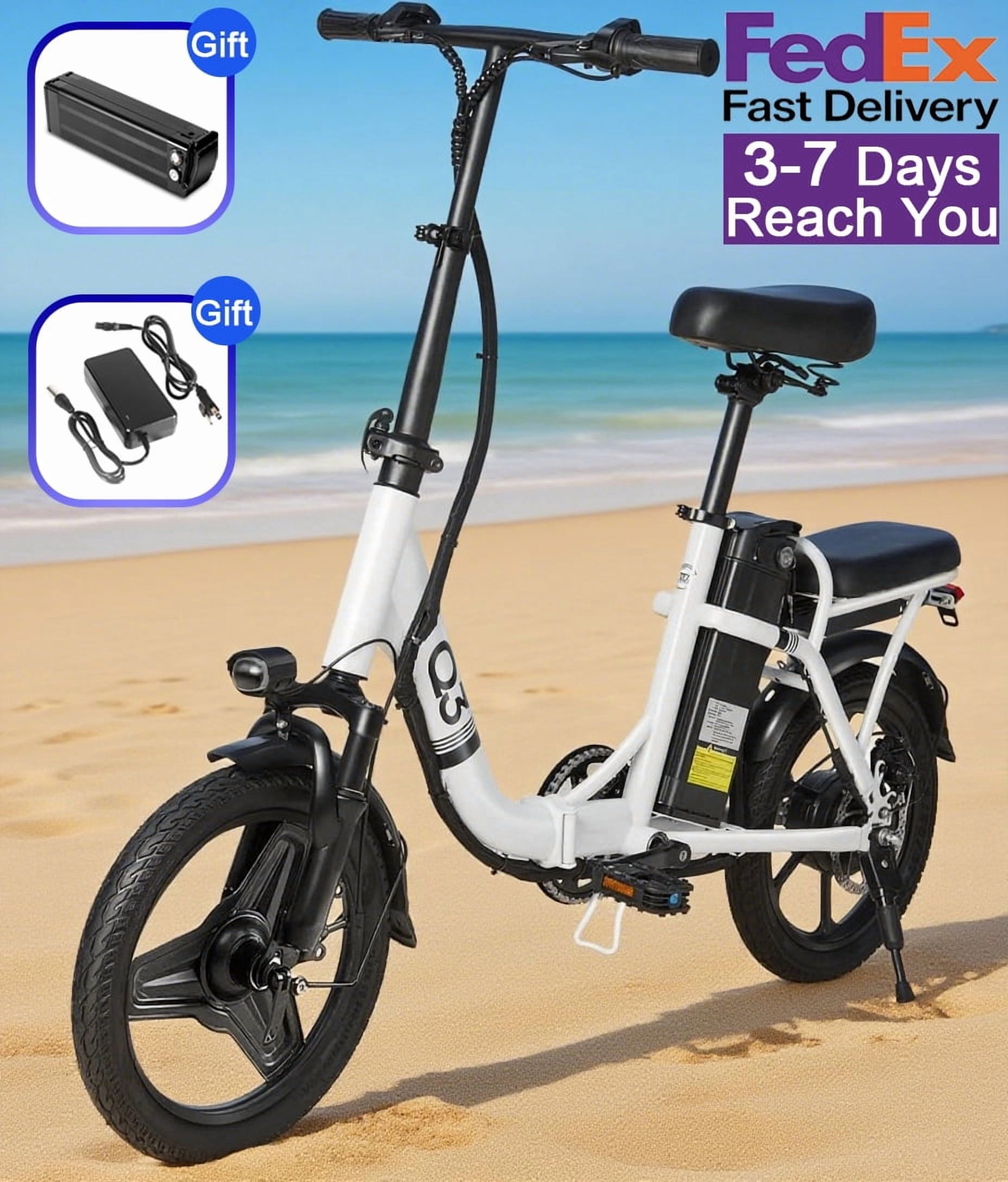 14" Folding Electric Bike, Ebike, Electric Bike 500W 48V 10Ah Built-in Battery 20MPH, 30+Miles,Multi-Shock Absorption, 3 Riding Modes, Commuting  UL 2849