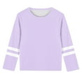 thumbnail image 5 of Kids Girls Oversized Shirts Causal Crewneck Basic Pullover Comfort Long Sleeve Striped Tee Tops 3-14 Years, 5 of 5