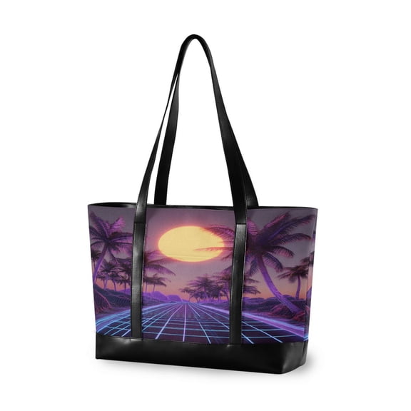 FORMRS Canvas Laptop Tote Bag for Women with 15.6" Computer Compartments Shoulder Handbag, Night Purple Road