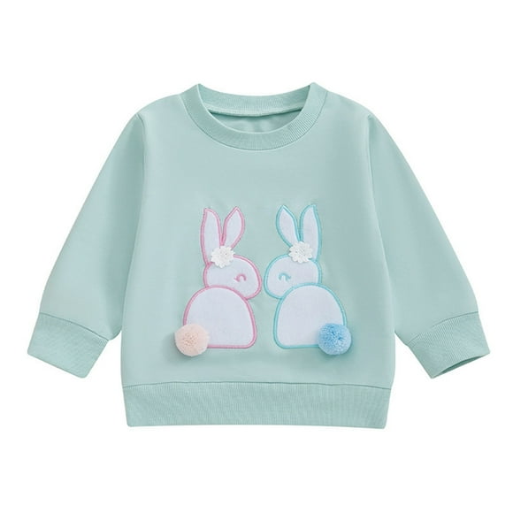 Bmisegm Easter Shirt Toddler Boy Toddler Girls Girls Easter Sweatshirt Baby Bunny Print Outfits Embroidered Toddler Girl Shirts Mint Green 18-24 Months