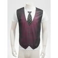 thumbnail image 2 of inhzoy Mens Short Sleeve Fake Suit Vest Tuxedo Bow Tie Slim Fit Shirts Burgundy M, 2 of 7