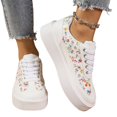 thumbnail image 6 of Thick Sole Footwear,Women's Floral Lace Embroidery Platform Sneakers, Breathable Fashion Lace Up Wedge Walking Shoes With Elegant Mesh Pattern Comfortable Cushioned Thick Sole Sport Footwear,White 6, 6 of 6