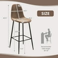 thumbnail image 3 of Costway Set of 2 Bar Stools 29.5" Velvet Upholstered High Back Bar Chairs Kitchen Brown, 3 of 7