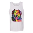 thumbnail image 3 of Smiling Dog | Colorful Neon Golden Retreiver | Dean Russo Art Animal Lover Mens Tank Top, White, Medium, 3 of 6