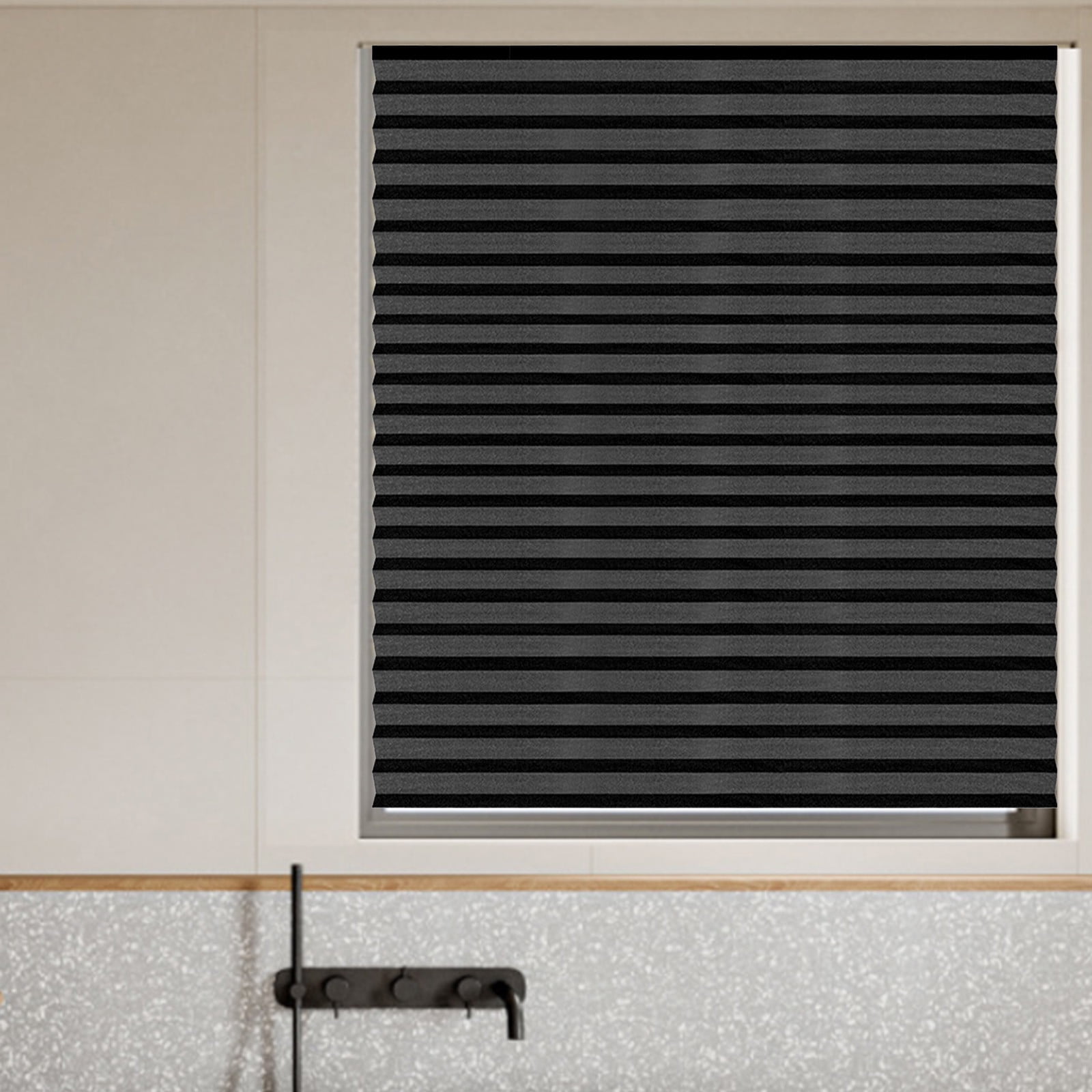 3Pcs Window Blinds Cordless Blackout No Drill Cut to Size Clip On Stick On Self Adhesive Temporary Blinds Pleated Paper Blinds for Windows Doors Shades for Home Nursery Bedroom Kitchen Bathroom