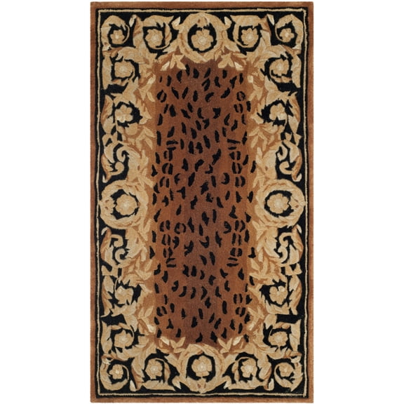 SAFAVIEH Naples Karenza Oriental Wool Area Rug, Black/Gold, 2'6" x 4'6"