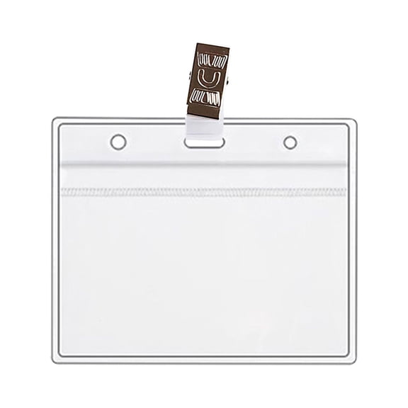 ZOURIH 2 Pack Horizontal Clear Badge Holder Card Holders with Clip 4 X 3 Large ID Card Holders Name Tag Fits 3x4 inches,2