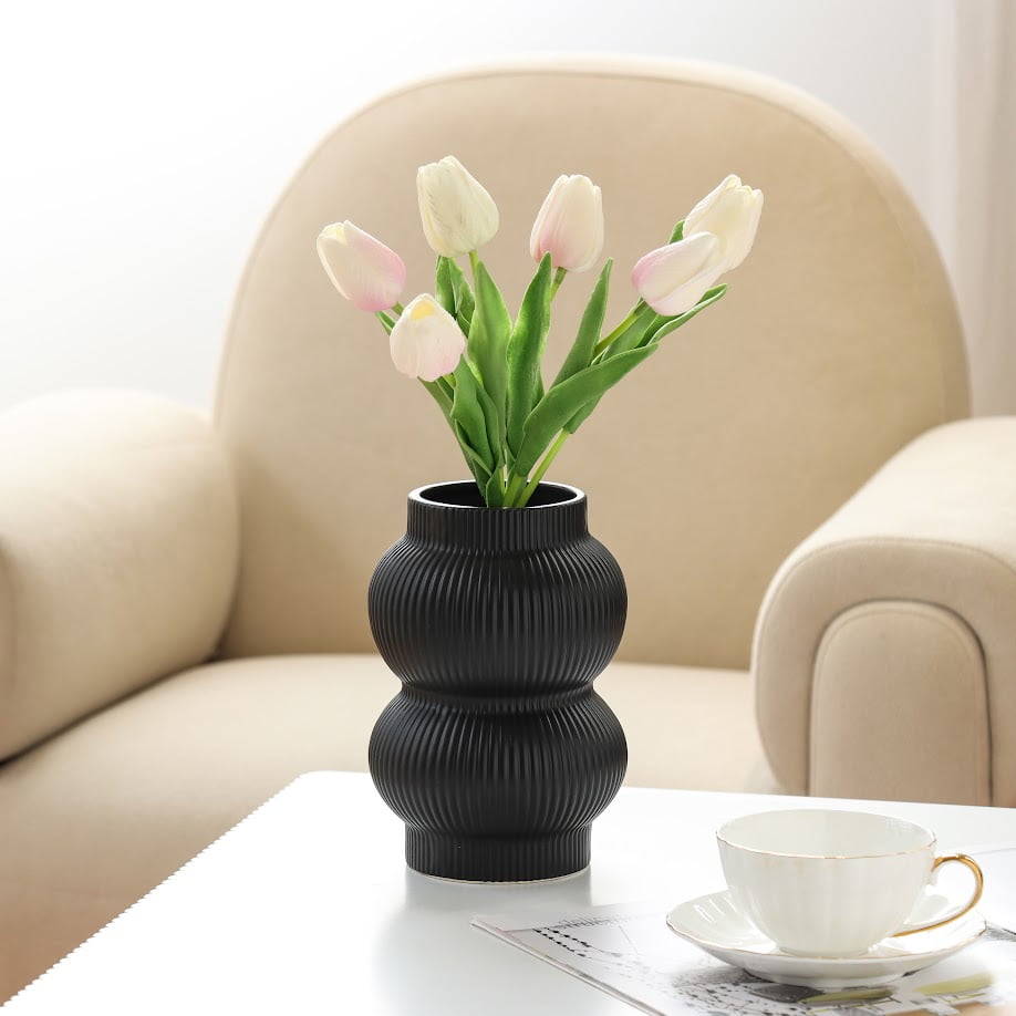 Home Décor Collection Sterling & Noble Home Black Ceramic Bubble Design 7.09" Tabletop Vase