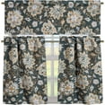 thumbnail image 2 of Black Floral Kitchen Curtains 36 Inch, Boho Vintage Farmhouse Blackout Cafe Curtains for Small Windows Tribal Country Flowers Short Panel for Kitchen Bathroom Living Room RV, Rod Pocket, 2 of 5
