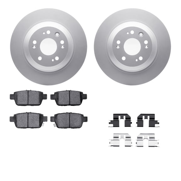 Dynamic Friction Company Rear Geospec Brake Rotors with 5000 Advanced Brake Pads includes Hardware 4512-58038