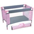 thumbnail image 3 of Lissi: Combo Baby Doll Play Set - Pink & Grey Polka Dot - Travel Bed, Stroller Pram, Handbag, Feeding Accessories, Toys For Dolls Up to 18", Kids 3+, 3 of 6
