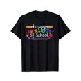 thumbnail image 1 of Girls & Boys Happy First Day of School Theme Cotton Graphic Tees, Back To School Clothes Girls, Black and Colorful Lettering Style Description Summer Shirts With Pencils and apple Pattern, 1 of 6