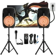 H Yanka Dual Bluetooth Portable PA System with Subwoofer, Microphone