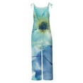 thumbnail image 3 of Usmixi Jumpsuits for Women Vintage Cotton Linen Floral Adjustable Strap Pocket Wide Leg Baggy Jumpsuits Overalls Summer Formal Tie-Dye Print Round Neck Sleeveless Long Rompers Sky Blue xl, 3 of 4