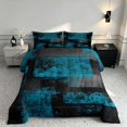 thumbnail image 2 of Manfei Ombre Grunge Queen Comforter Set, Teal Black Oil Painting Comforter Sets Queen, Black Reversible 3 Pieces, 1 Comforter and 2 Pillowcases, 2 of 6