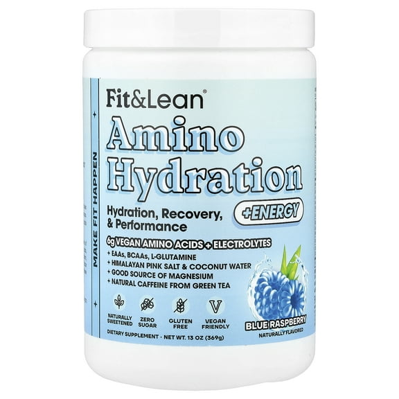 Fit & Lean Amino Hydration Energy, Blue Raspberry, 13 oz (369 g)