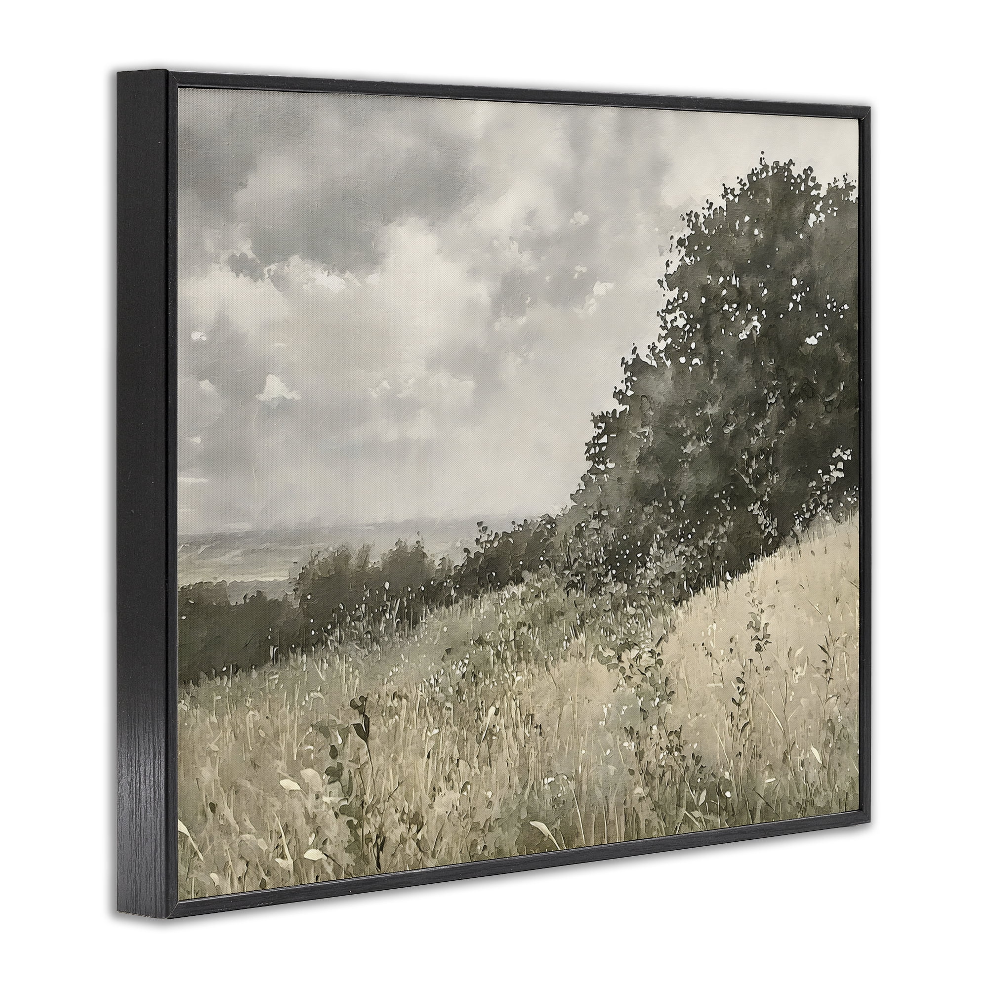 Stupell Industries Soft & Subtle Meadow Landscape Black Framed Giclee Art, design by Riley B