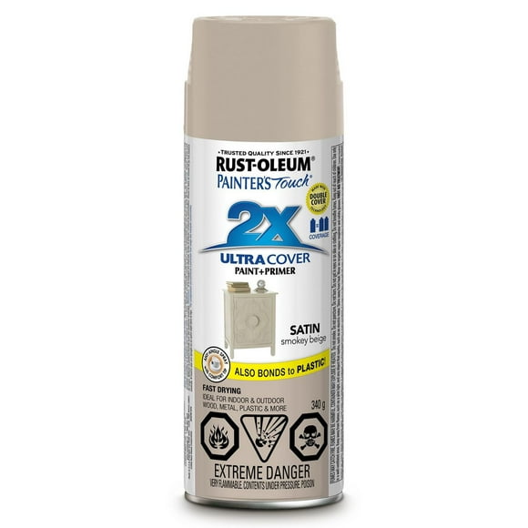 Rust-Oleum Painter's Touch 2X Ultra Cover Multi-Purpose Paint And Primer in Satin Smokey Beige, 340 G Aerosol Spray Paint