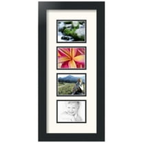 ArtToFrames Collage Photo Picture Frame with 4 - 3x4" Openings, Framed in Black with White and Black Mats (CDM-3926-609)
