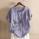 thumbnail image 2 of Gibobby Camisetas Mujer Baratas Manga Corta Nueva camiseta algodón informal con estampado Retro literario y artístico elegante para mujer(Morado,M), 2 of 4